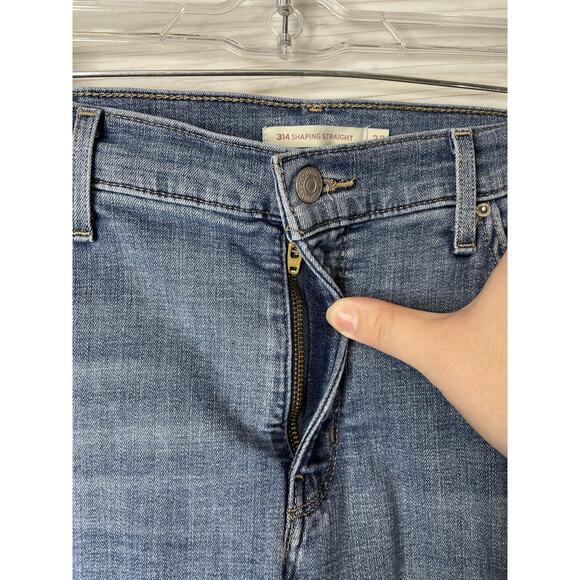 Levis 314 Shaping Straight Jeans Womens 14 Blue Stretch Denim Mid Rise - Picture 2 of 11